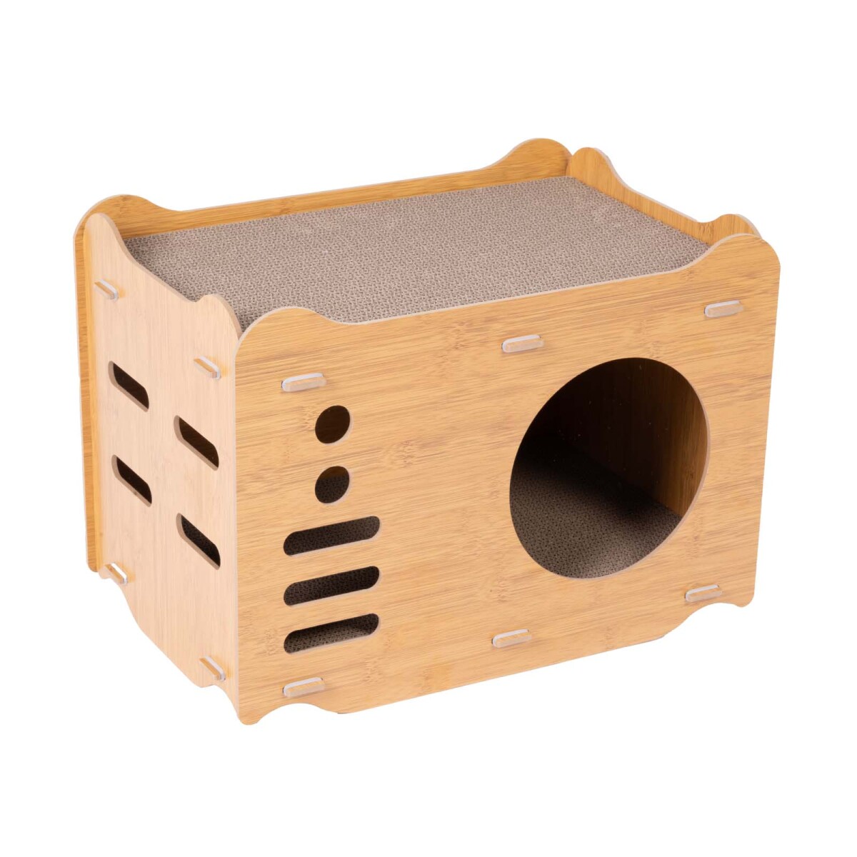 CAMA CASITA II - MADERA NATURAL-BEIGE CON RASCADOR 