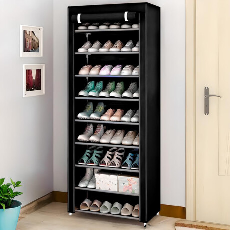 Zapatera Organizador 9 Niveles Acero Inox Cierre y Velcro Negro