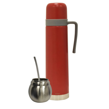 Set Comet Ac. Inox. Termo 750ml +mate 120ml +bombilla regalo Rojo