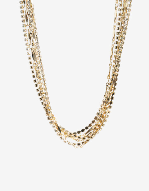 Collares Cortos Strass Collar Corto Cadenas Y Strass - Dorado