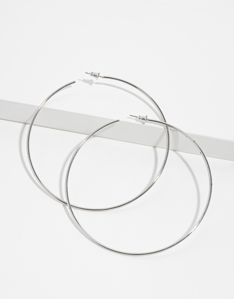 Aros Argollas Metal Argollas De Metal - Plateado Rodio