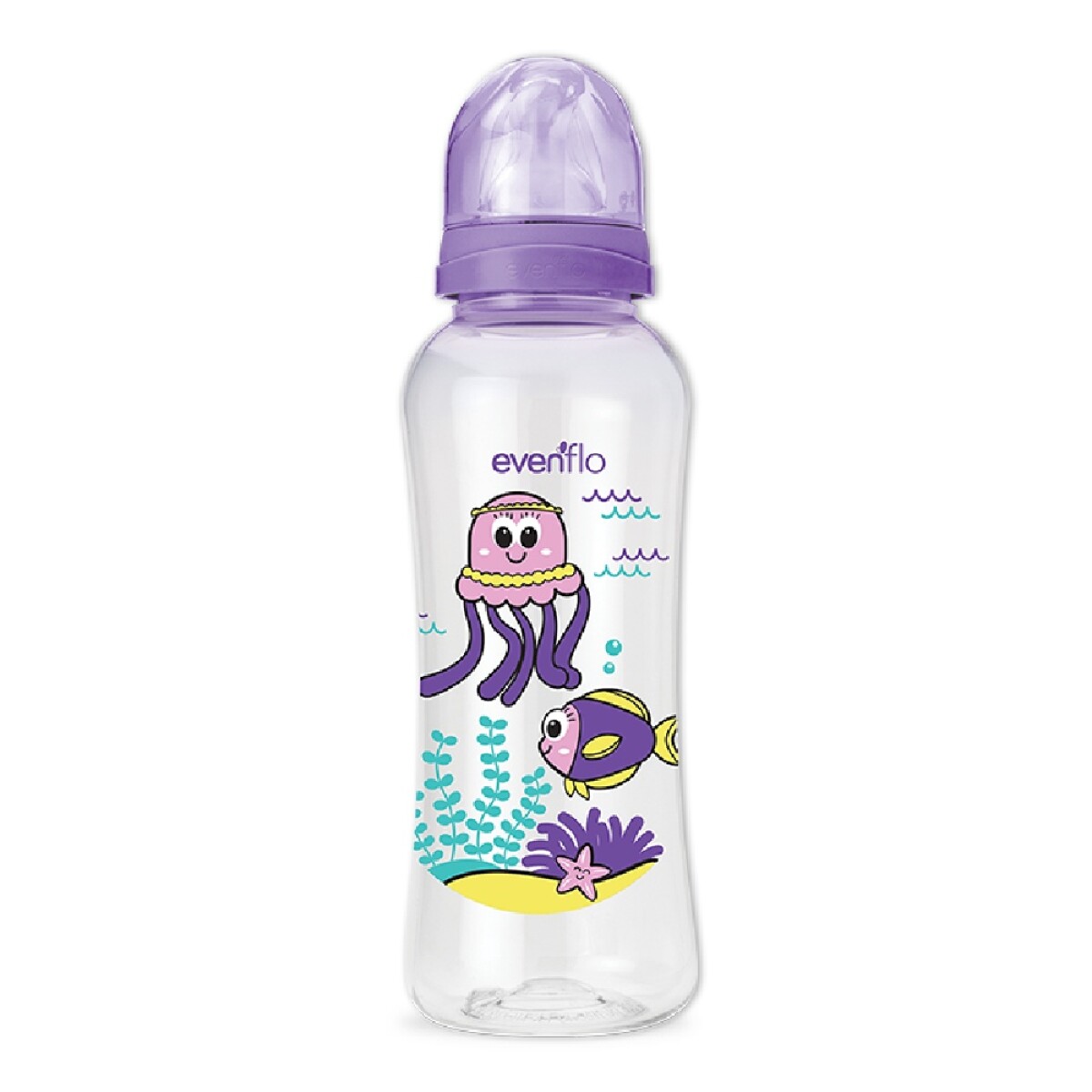 Mamadera Evenflo Acuario Bebé 3-12M 240Ml Tetina Flujo Medio - Lila 