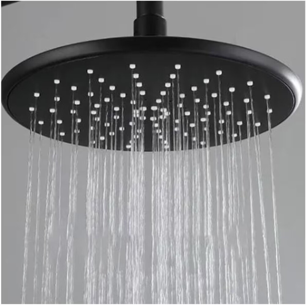 Roseta y brazo de ducha negro mate 20cm acero 201 Roseta Y Brazo De Ducha Negro Mate 20cm Acero 201