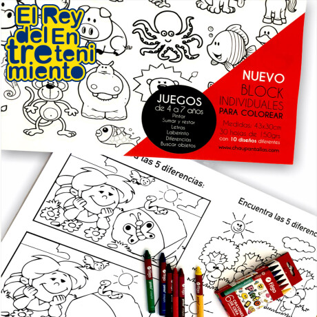 Block x30 Hojas Gigantes 43x30cm P/ Colorear Pintar Juegos