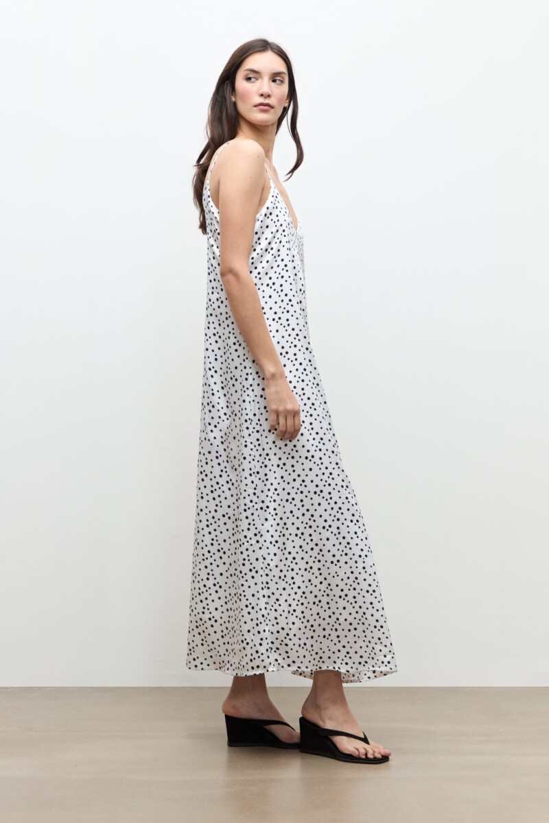 Vestido estampa lunares crudo