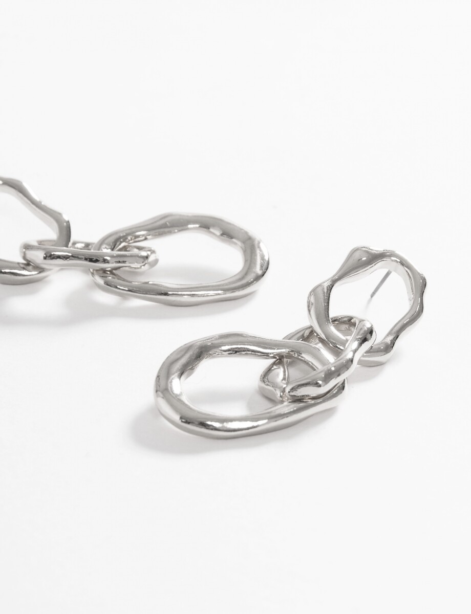 Caravanas largas aros machacados - plateado 