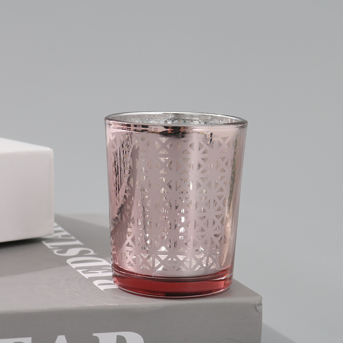 Posa Vela Vidrio Moderno (rosa) 