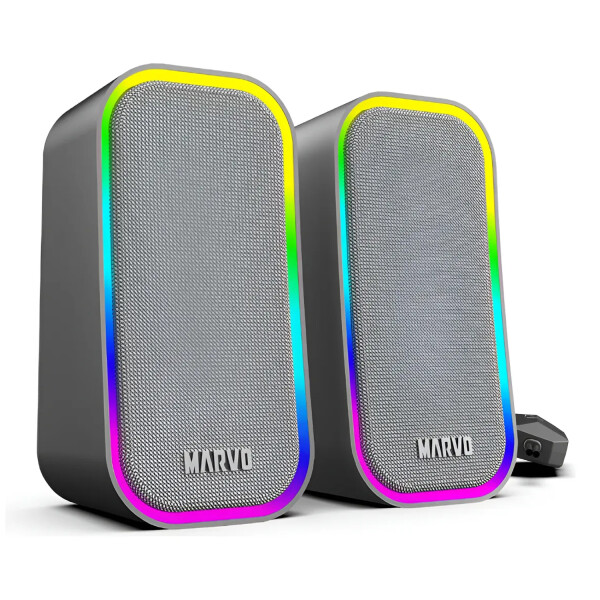 Parlante Gamer Pc Marvo Sg-285 2.0 Luz Rgb GRIS