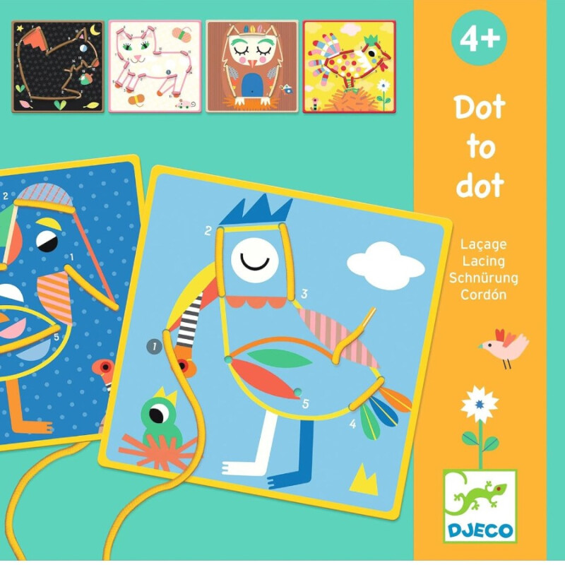 Juego Dot-to-Dot Enhebrar Con Números +4 Djeco Juego Dot-to-Dot Enhebrar Con Números +4 Djeco