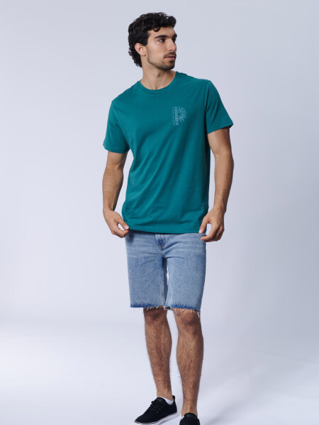 Remera Estampa Sol Verde Petróleo