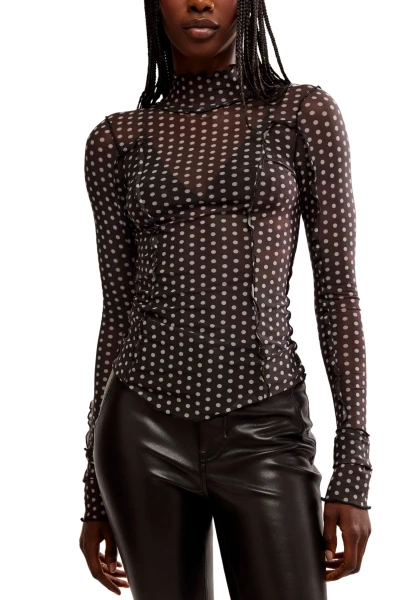 CHARLIE PRINTED MESH TOP Negro