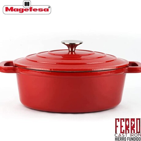 OLLA MAGEFESA HIERRO FUNDIDO OVAL CON TAPA 27CM FERRO ECO ROJO OLLA MAGEFESA HIERRO FUNDIDO OVAL CON TAPA 27CM FERRO ECO ROJO