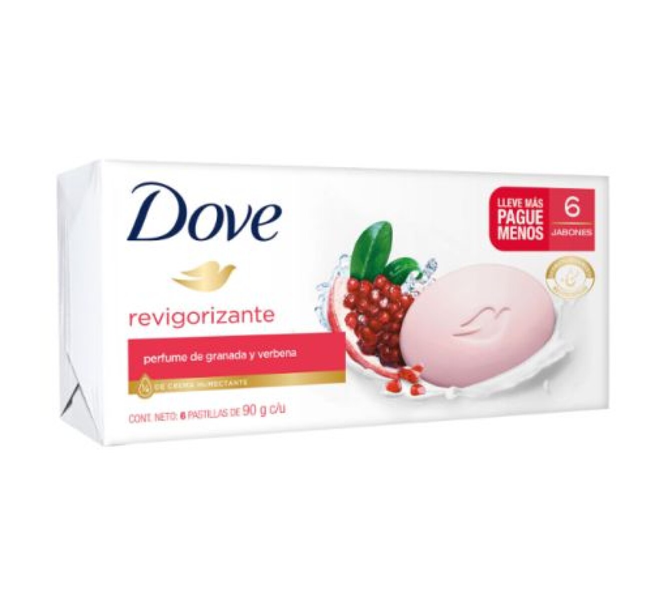 Dove Jabón en Barra Granada y Verbena 90g (6 Unidades) | Frescura y Energía Natural