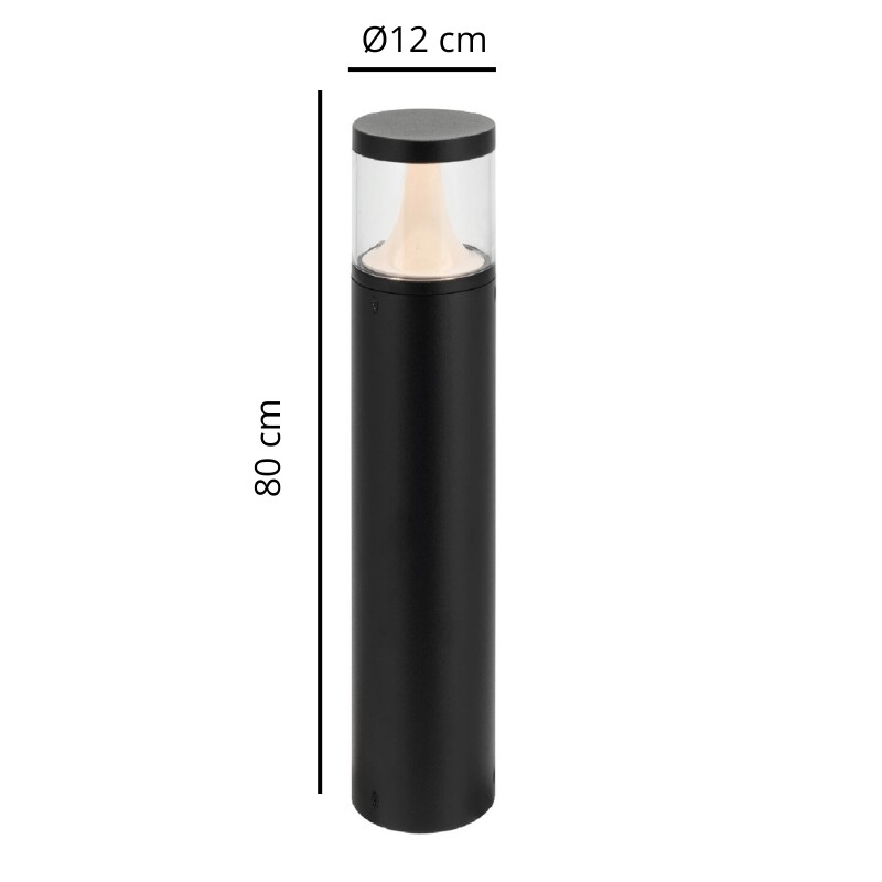 BOLARDO KANE 80 CM Luminaria Bolardo Exterior 9W Kane 80cm Negro