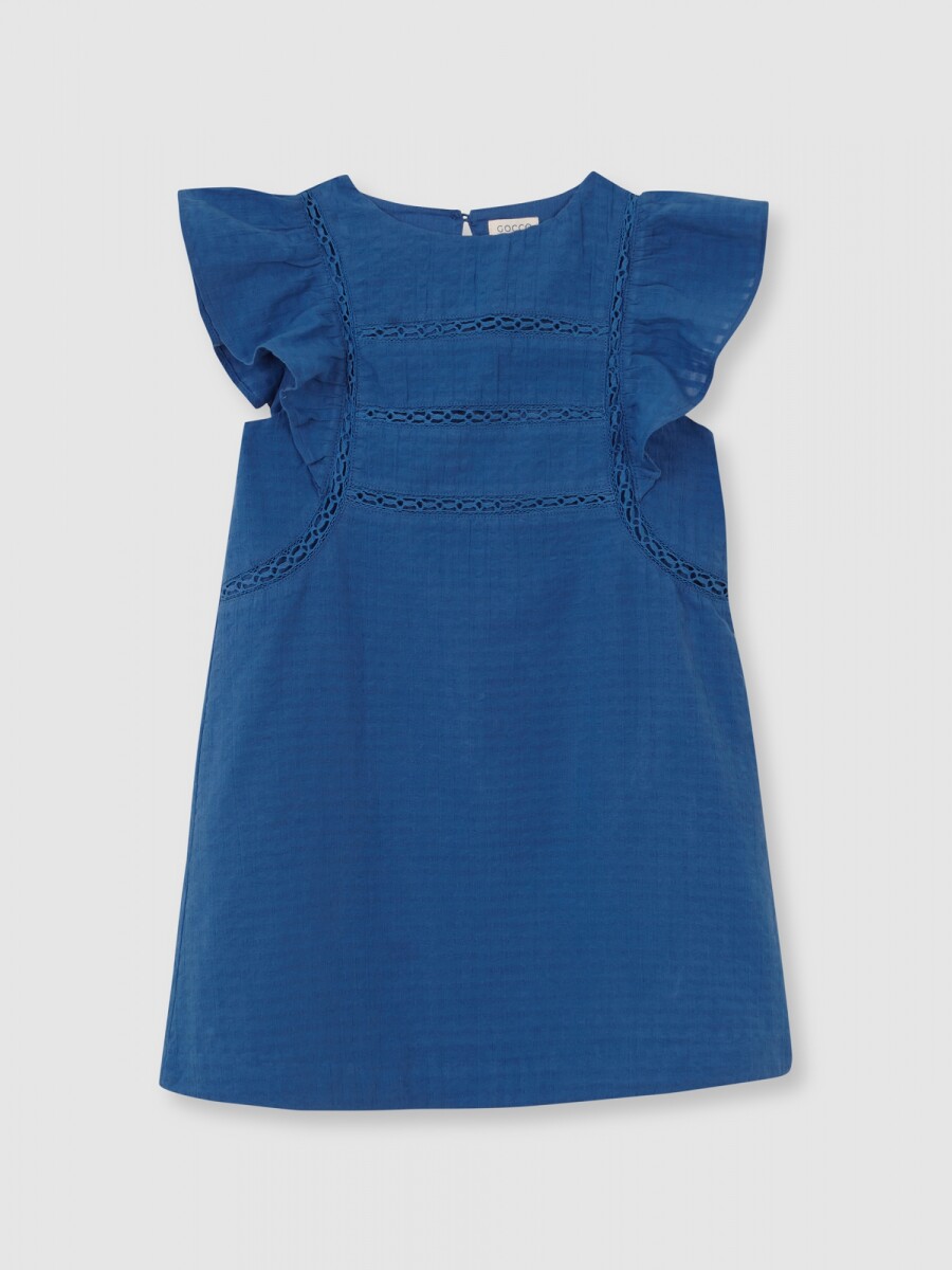 Vestido Con Tiras Bordadas Gris