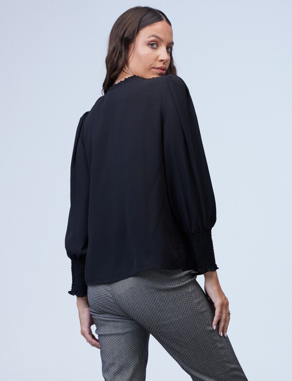 Blusa Gasa Frunce NEGRO