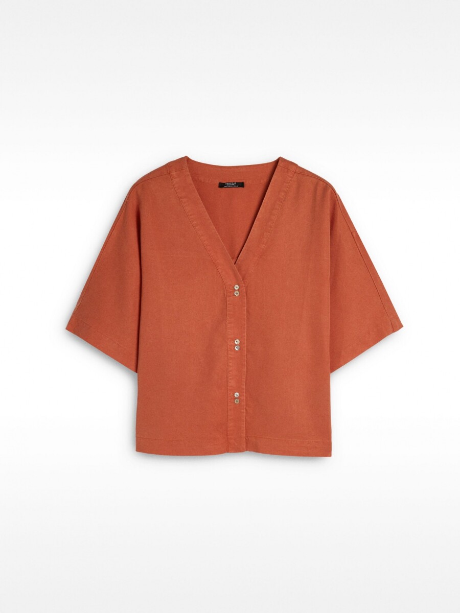 Camisa Manga Corta 100% Lyocell naranja