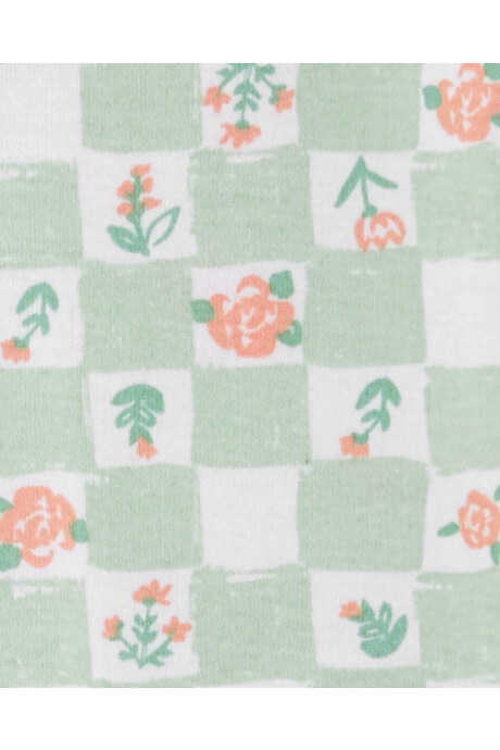 Pijama una pieza de algodón, diseño floral y cuadriculado. Talles 2-5T Pijama una pieza de algodón, diseño floral y cuadriculado. Talles 2-5T