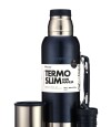 Termo Slim 750Ml. Con Base Silicona Azul Metalizado