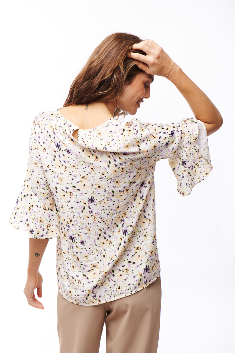 BLUSA LARISSA ESTAMPADO LILA Y AMARILLO