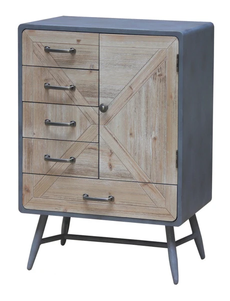 APARADOR VERTICAL 1P 4 + 1CAJ NATU/GRIS. 60X35X82CM APARADOR VERTICAL 1P 4 + 1CAJ NATU/GRIS. 60X35X82CM