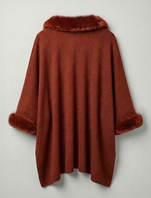 Ruana Faux Fur TERRACOTA