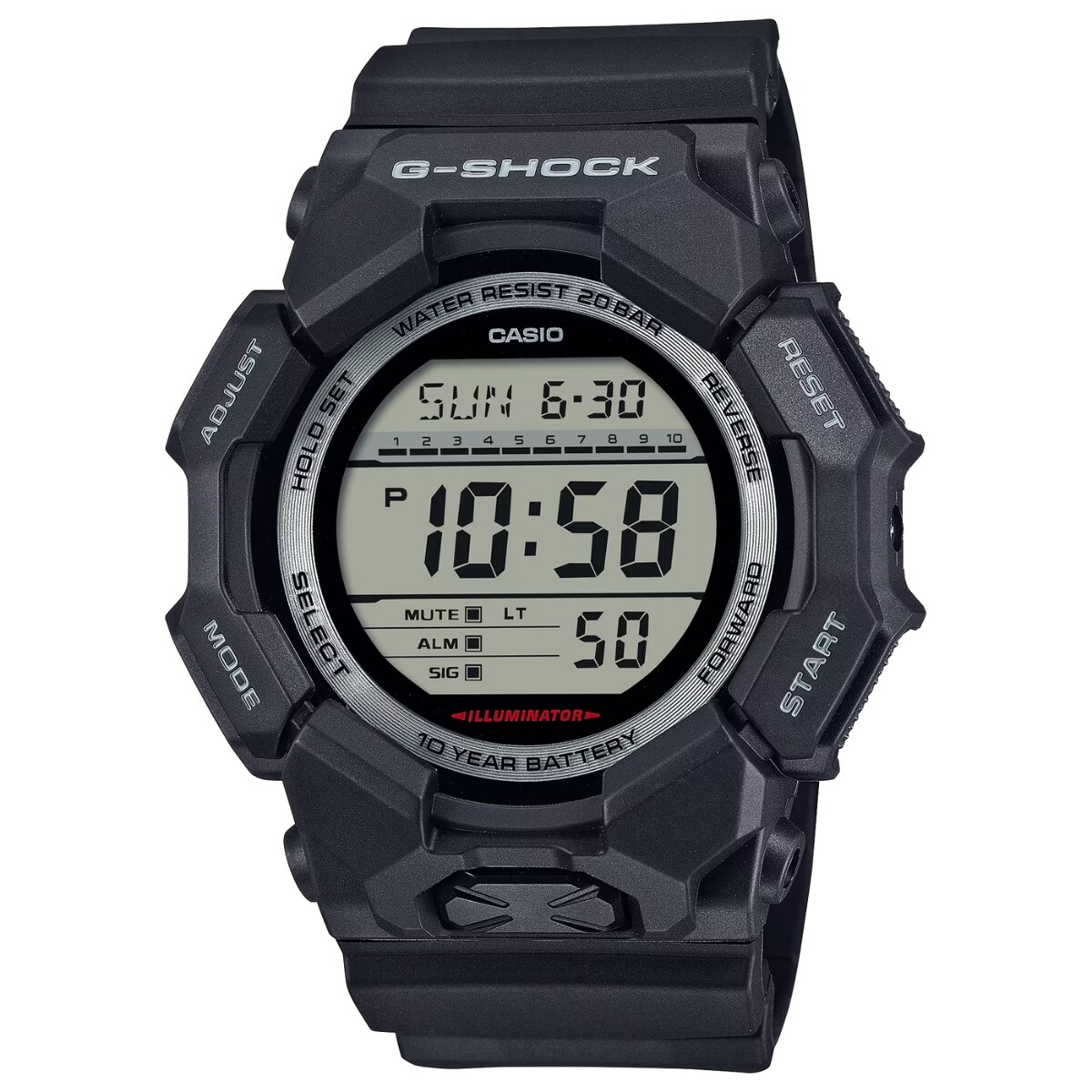 Reloj CASIO G-SHOCK GD010-1DR Resina Negro Esfera 52mm 