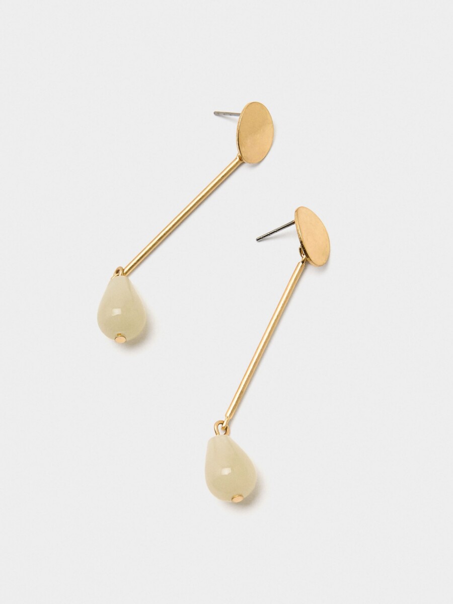 Pendientes Largos Con Gota beige