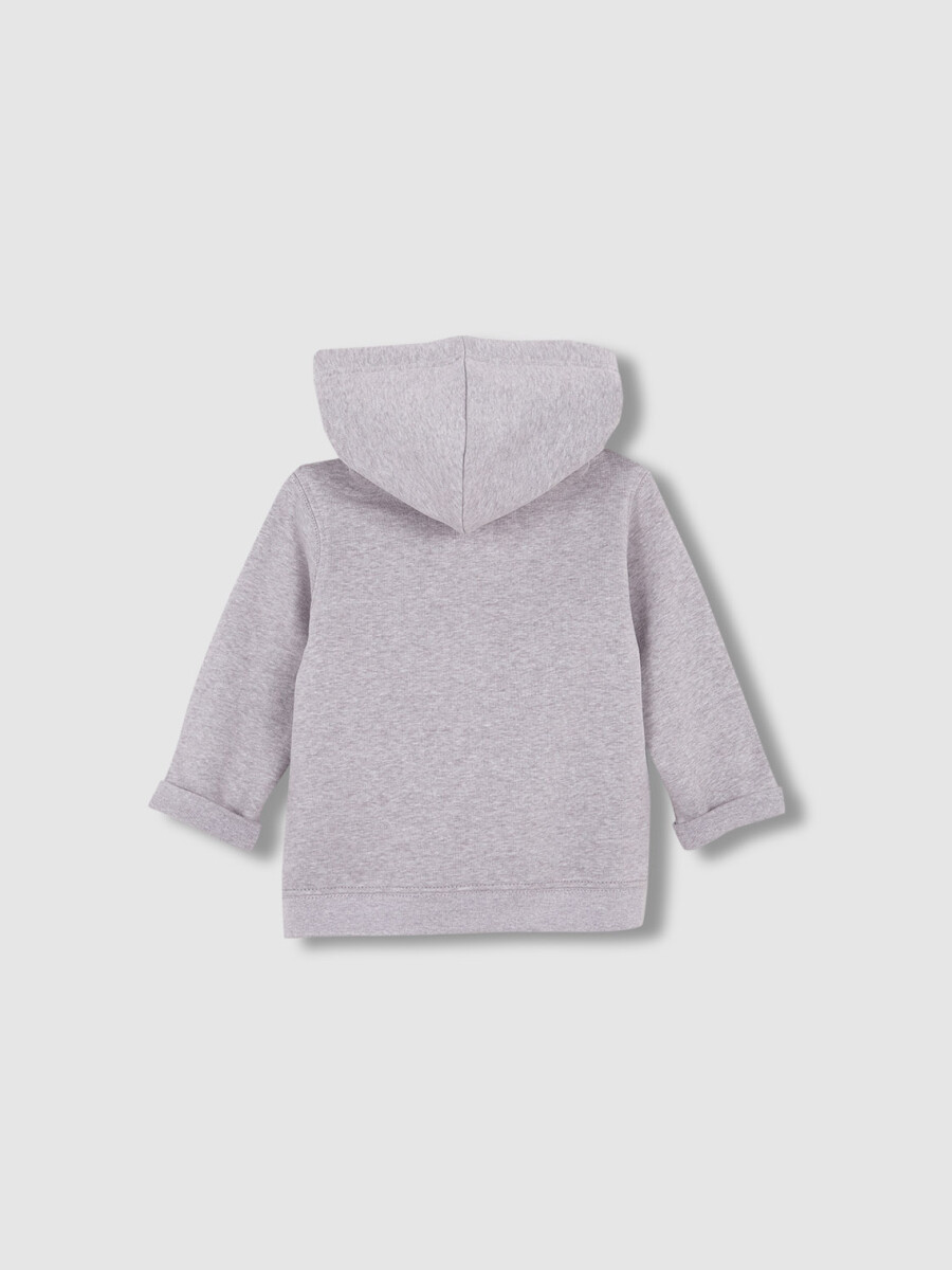 Sudadera Gris Con Parche Central Gris Melange