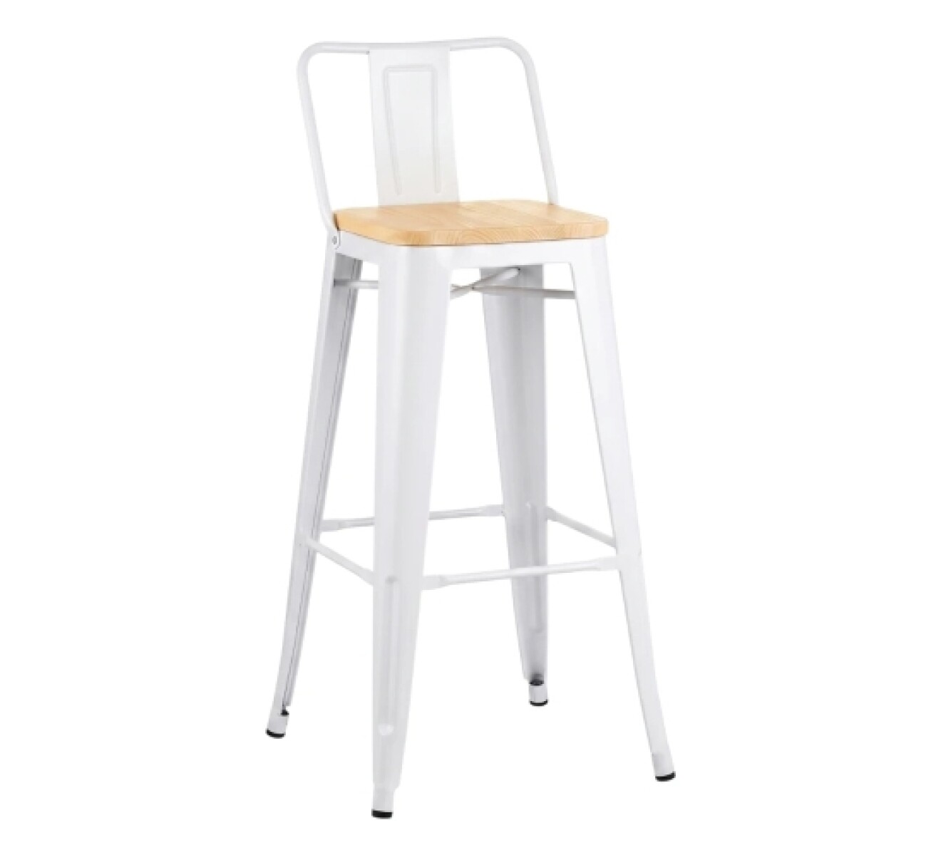 Taburete Tolix Con Respaldo Madera Blanco 