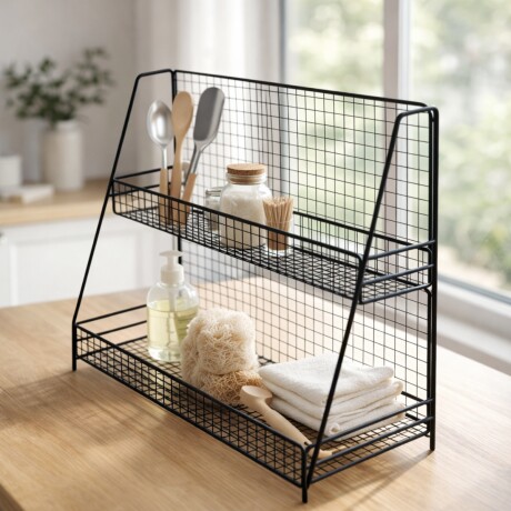 Organizador De Metal 2 Niveles 40x16x34.4cm NEGRO