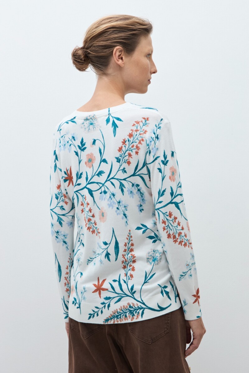 Sweater estampa floral crudo