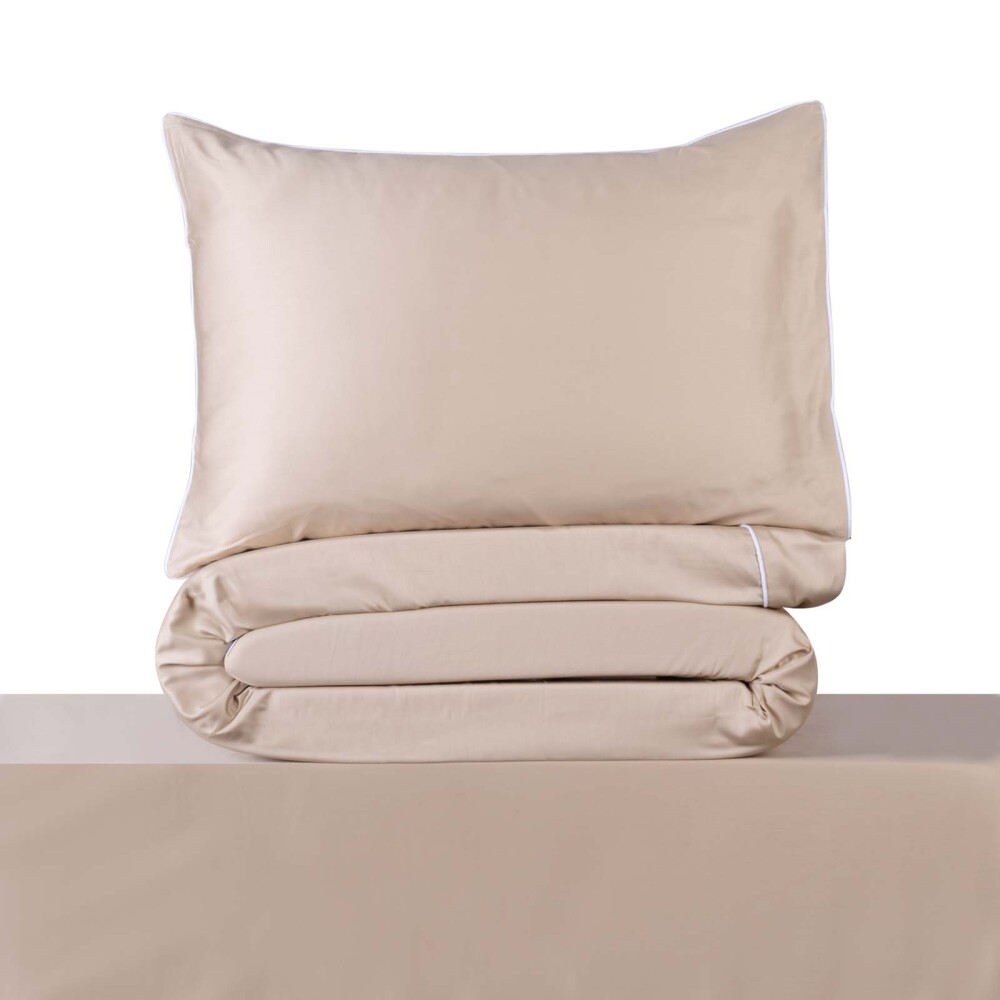 JGO SÁBANAS FESTÓN BLANCO 1 PLAZA ALGODON NATURAL-BEIGE 300 HILOS ARENA
