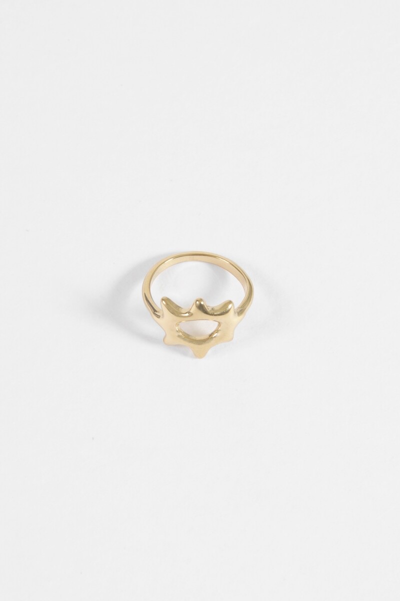 Anillo estrella hueco acero dorado