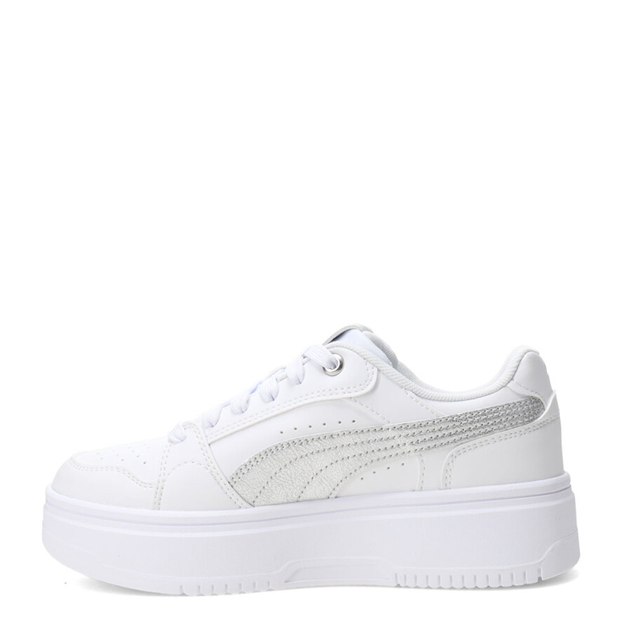 Championes de Mujer Puma Rebound Low Metalic Plataforma Blanco - Plata
