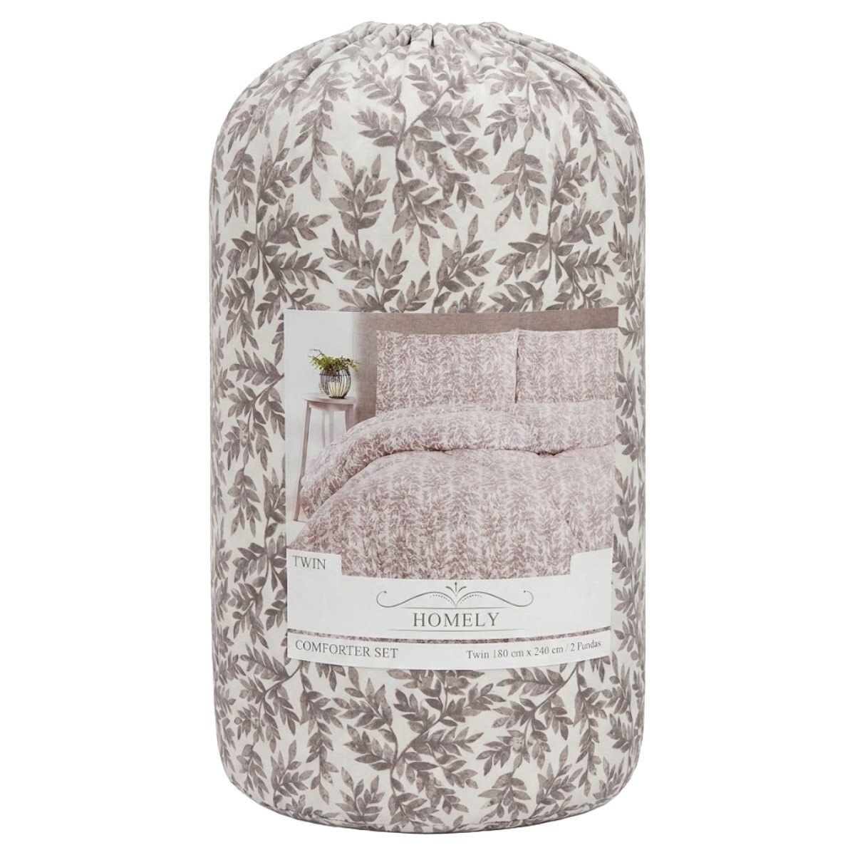 JGO EDREDON HOJAS GRIS TWIN 180X240CM 3PZ 