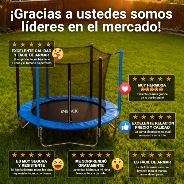 Cama Elastica 1.83 M Trampolin Saltarin Niños Adultos Grande Con Red Proteccion Imback Color Azul y Negro Cama Elastica 1.83 M Trampolin Saltarin Niños Adultos Grande Con Red Proteccion Imback Color Azul y Negro