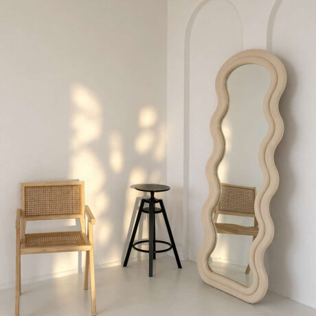 Espejo de pie con marco de ondas velvet - 60x160cm Beige