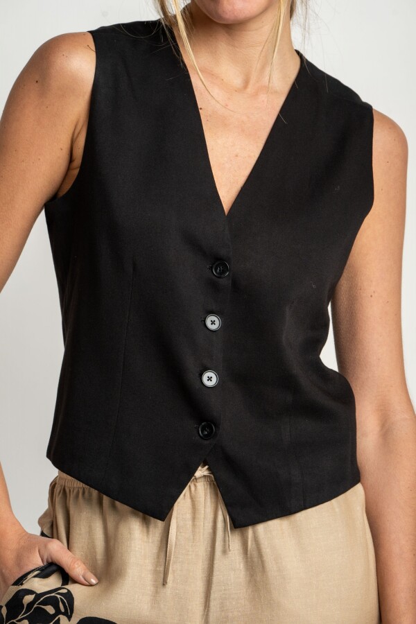 Chaleco Lino Negro
