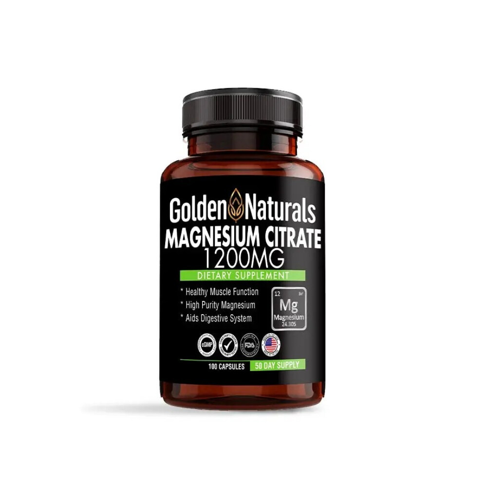 Citrato de Magnesio 1200 mg | 100 Cápsulas Golden Naturals Citrato de Magnesio 1200 mg | 100 Cápsulas Golden Naturals