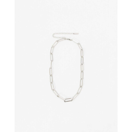 Collar Corto Eslabones De Acero Plateado