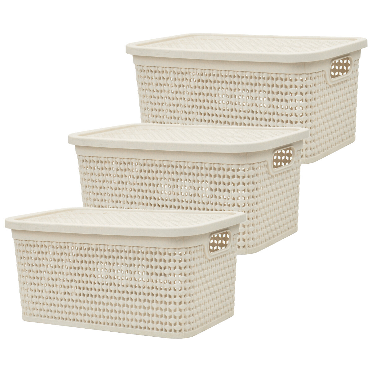 Set x3 Caja simil ratán 4 lts - BEIGE 