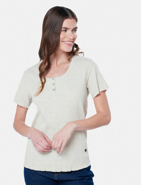 REMERA RIB CON BOTONES Beige