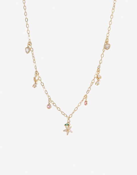 Collares Cortos Con Dijes Collar Corto Multicharm - Dorado