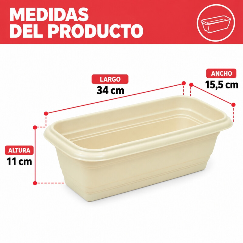Set x3 Maceta rectangular 3 lts ARENA