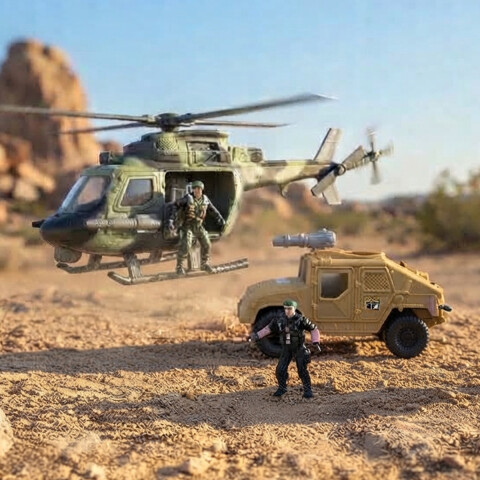 Set de Combate Militar con 2 Soldados y Vehículos U
