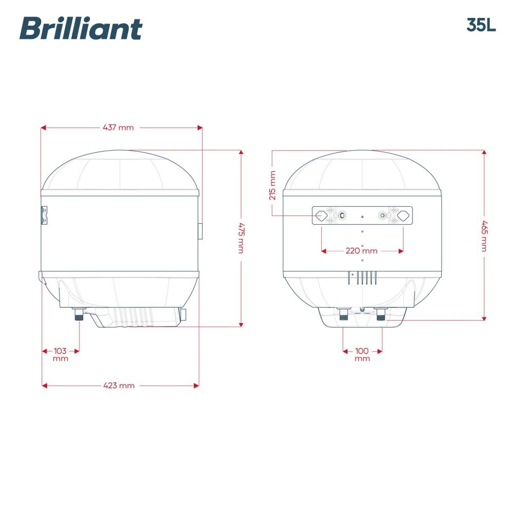 TERMOTANQUE BRILLIANT ACERO 35 LITROS BREV35WH