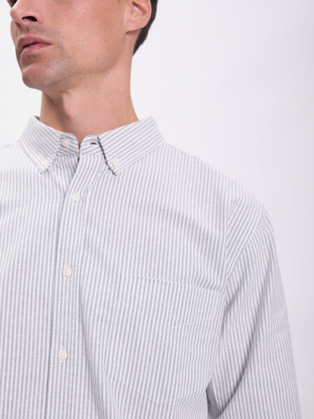 Camisa oxford rayas Gris