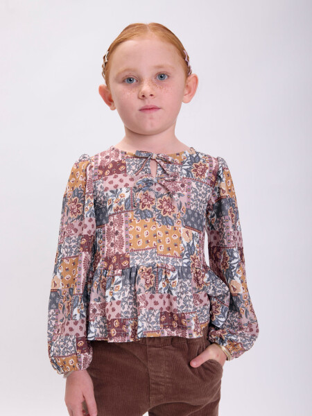 Blusa peplum estampa boho Crudo