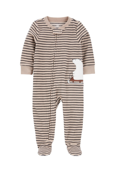Pijama una pieza de micropolar con pie estampa oso polar 0